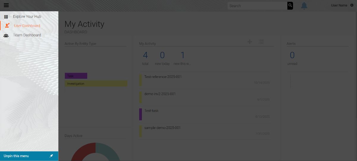 Dashboard Left Navigation Panel